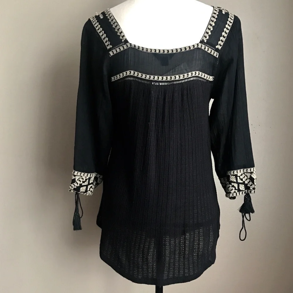 [Lucky Brand] Boho Black Shirt